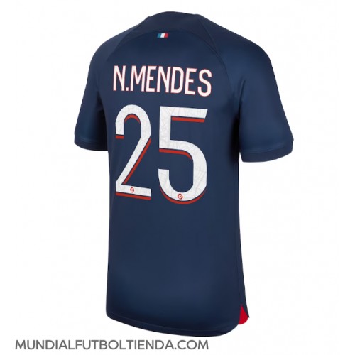Camiseta Paris Saint-Germain Nuno Mendes #25 Primera Equipación Replica 2023-24 mangas cortas
